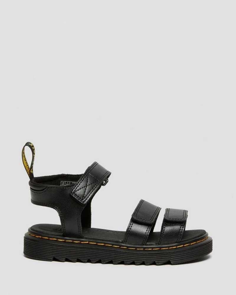 Dr Martens Junior Klaire Leather Strap Sandals Sandals Black | 70912GRNE