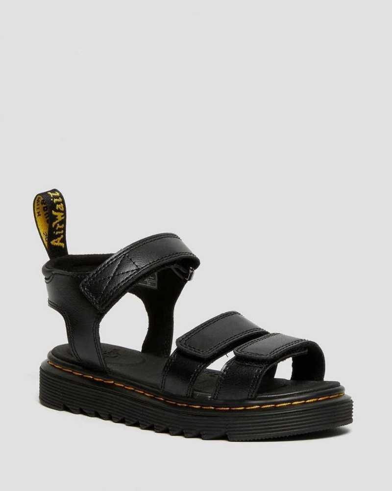 Dr Martens Junior Klaire Leather Strap Sandals Sandals Black | 70912GRNE