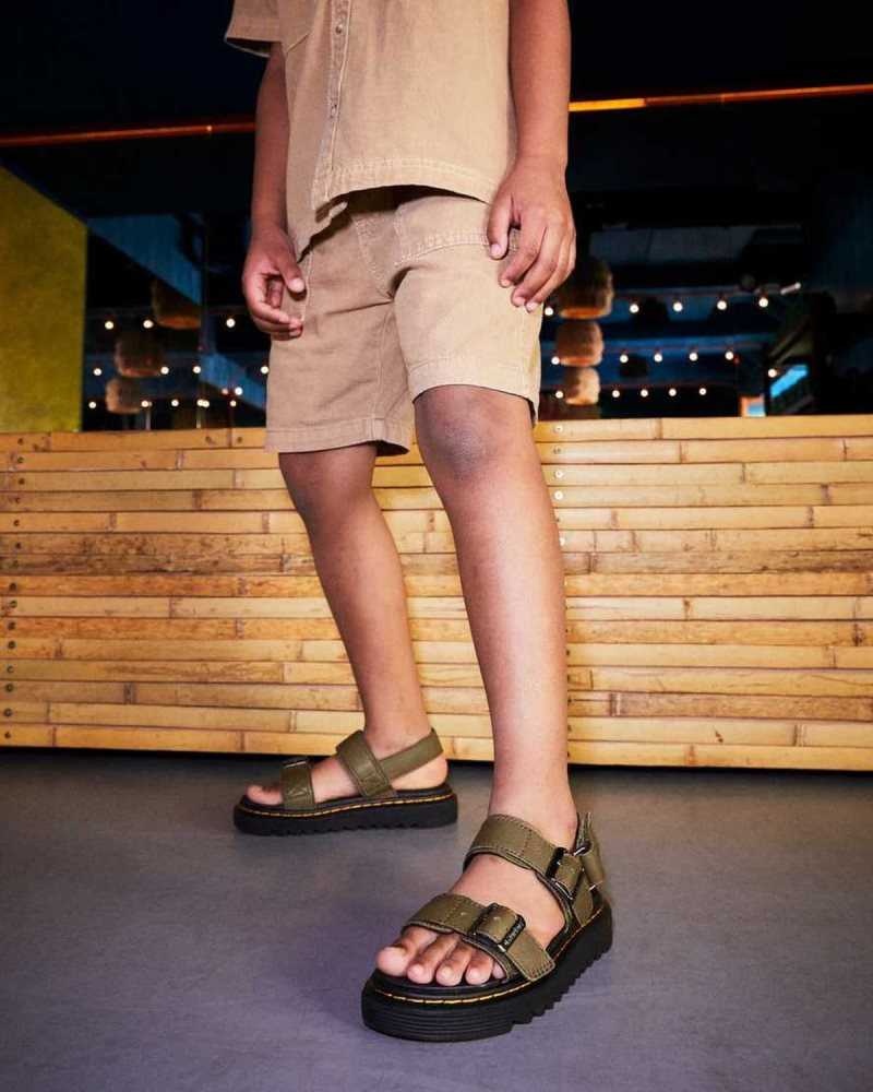 Dr Martens Junior Kyle Leather Sandals Sandals Olive | 20139STUB