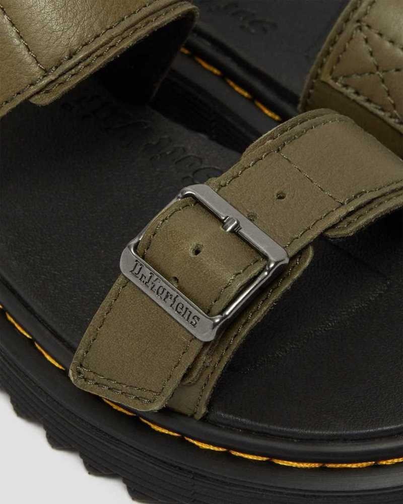 Dr Martens Junior Kyle Leather Sandals Sandals Olive | 20139STUB