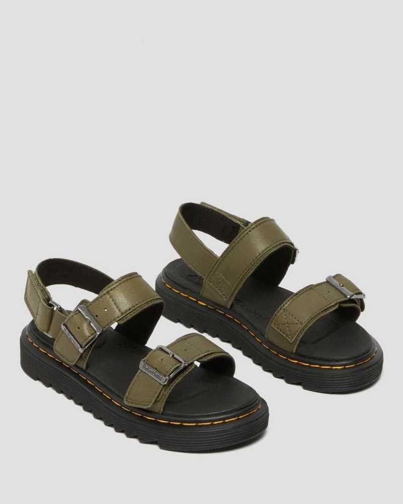 Dr Martens Junior Kyle Leather Sandals Sandals Olive | 20139STUB