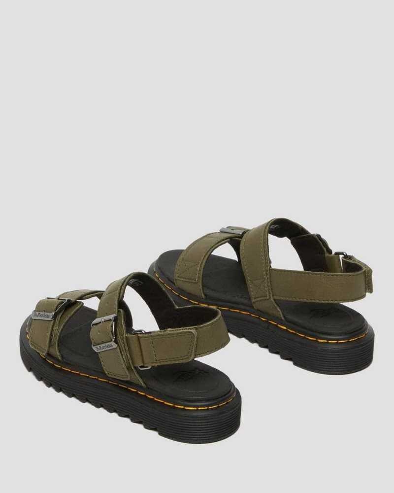 Dr Martens Junior Kyle Leather Sandals Sandals Olive | 20139STUB