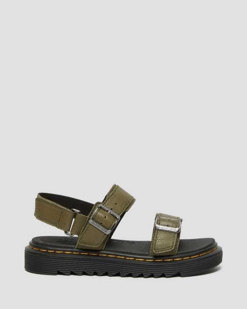 Dr Martens Junior Kyle Leather Sandals Sandals Olive | 20139STUB