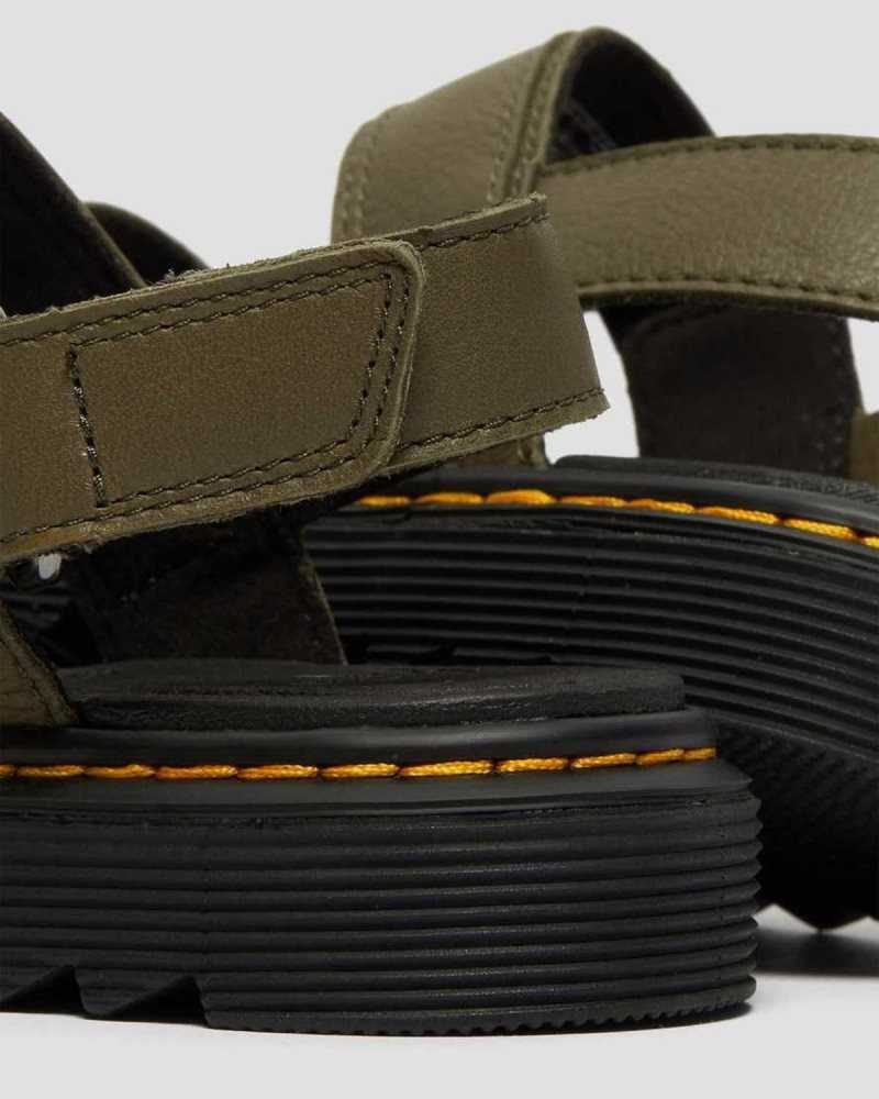 Dr Martens Junior Kyle Leather Sandals Sandals Olive | 20139STUB