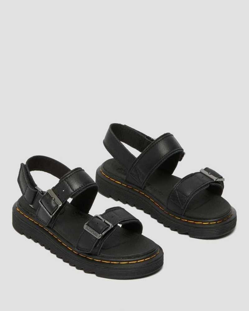 Dr Martens Junior Kyle Leather Sandals Sandals Black | 91856JIRY