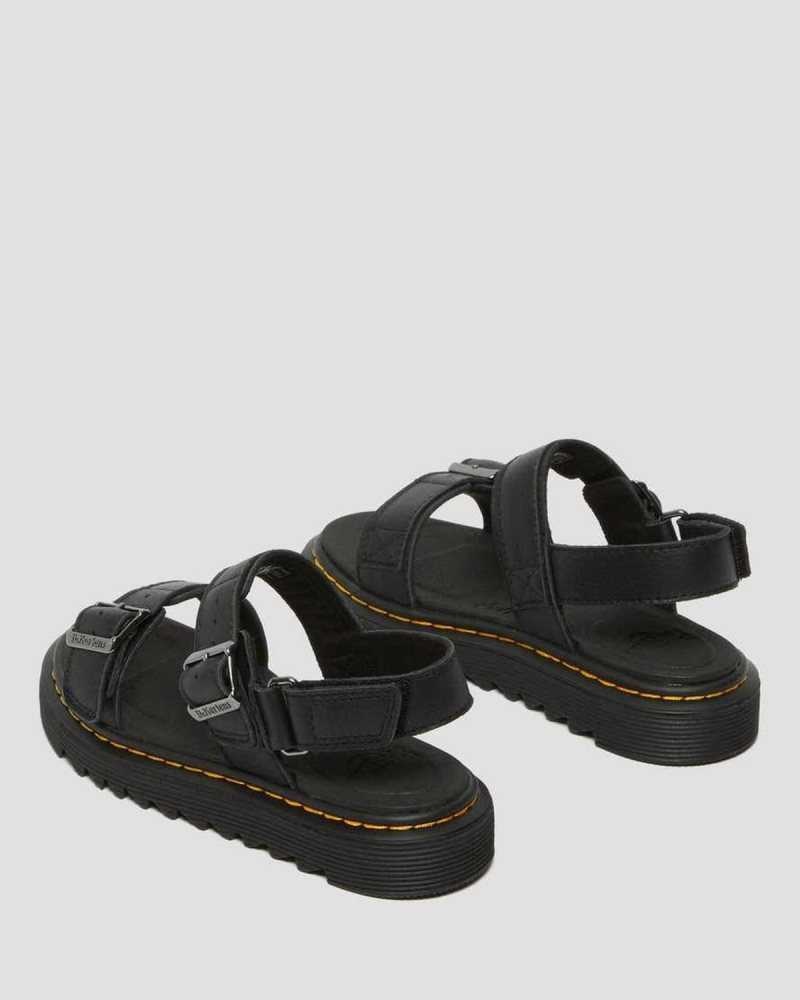 Dr Martens Junior Kyle Leather Sandals Sandals Black | 91856JIRY