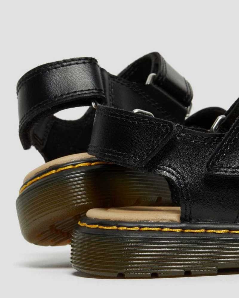 Dr Martens Junior Romi Leather Velcro Sandals Sandals Black | 63945XVAD