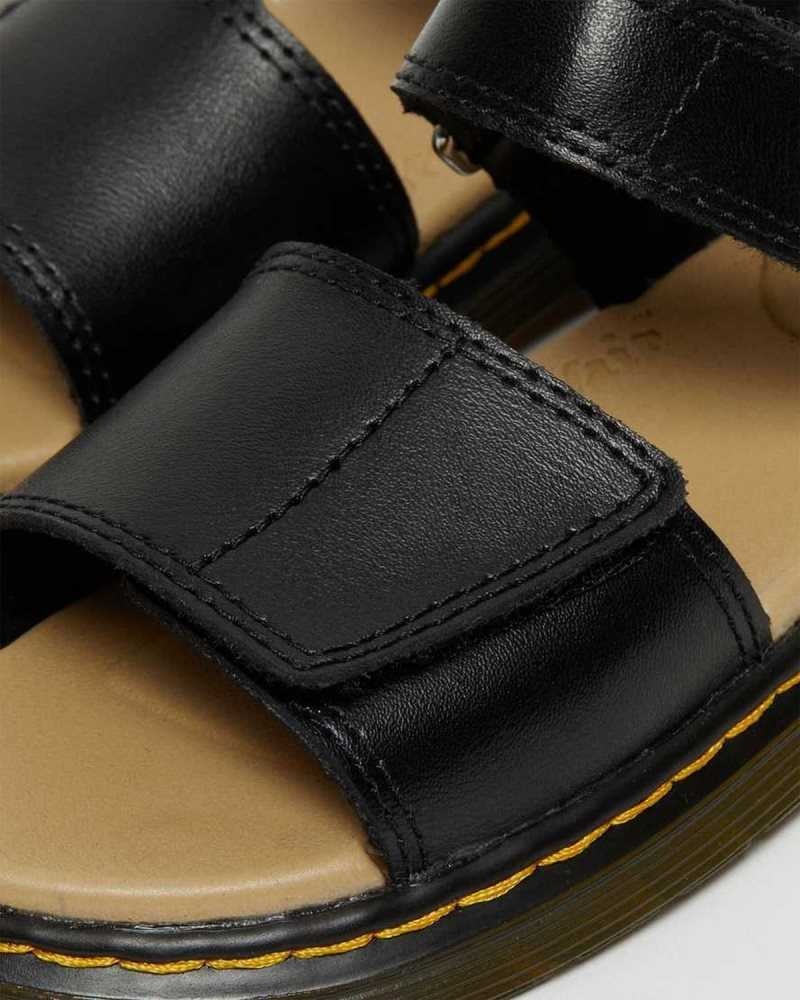 Dr Martens Junior Romi Leather Velcro Sandals Sandals Black | 63945XVAD