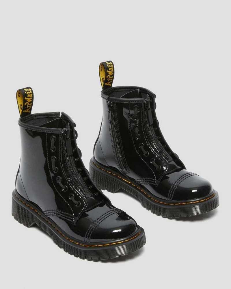 Dr Martens Junior Sinclair Bex Patent Leather Boots Boots Black | 03562HQCY