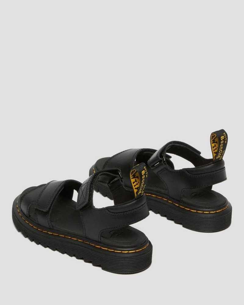 Dr Martens Junior Vossie Leather Sandals Sandals Black | 78296OLQA