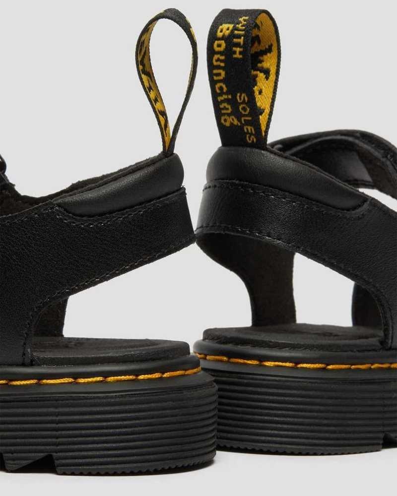 Dr Martens Junior Vossie Leather Sandals Sandals Black | 78296OLQA