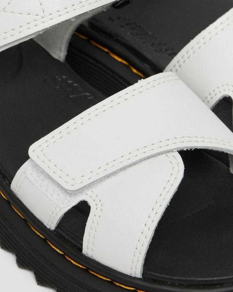 Dr Martens Junior Vossie Leather Sandals Sandals White | 43867MVEU