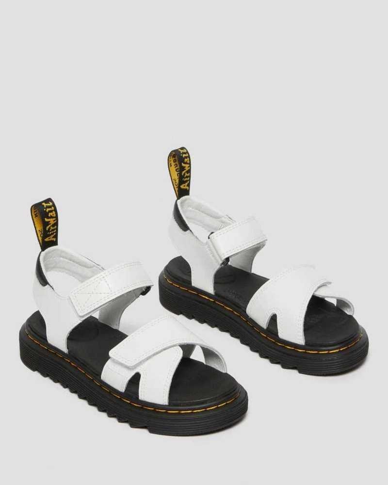 Dr Martens Junior Vossie Leather Sandals Sandals White | 43867MVEU