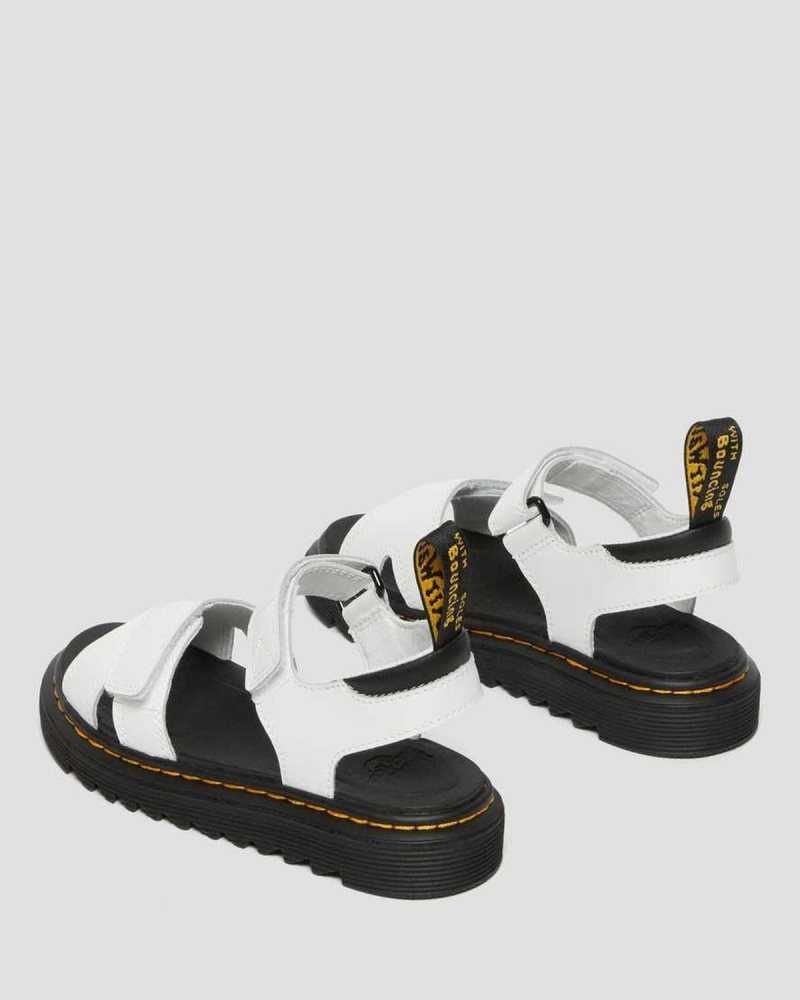 Dr Martens Junior Vossie Leather Sandals Sandals White | 43867MVEU