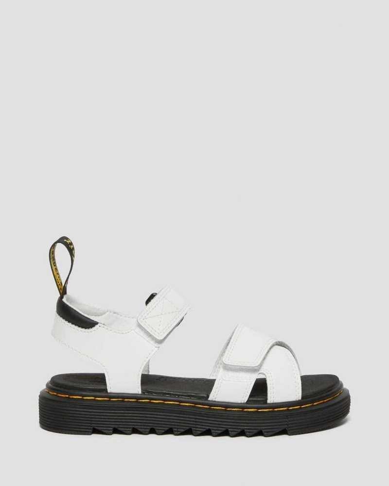 Dr Martens Junior Vossie Leather Sandals Sandals White | 43867MVEU