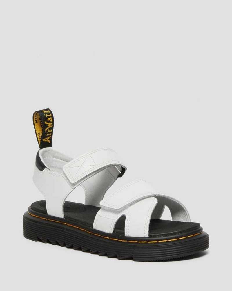 Dr Martens Junior Vossie Leather Sandals Sandals White | 43867MVEU