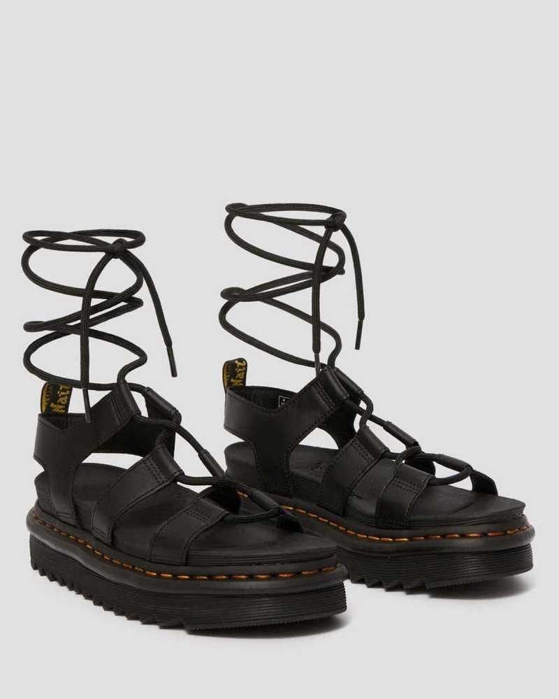 Dr Martens Nartilla Leather Gladiator Sandals Gladiator Sandals Black | 81607FJEU