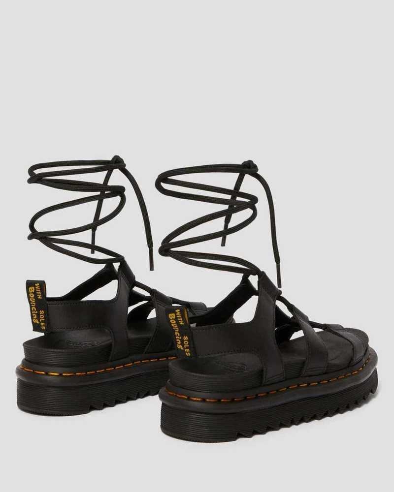 Dr Martens Nartilla Leather Gladiator Sandals Gladiator Sandals Black | 81607FJEU