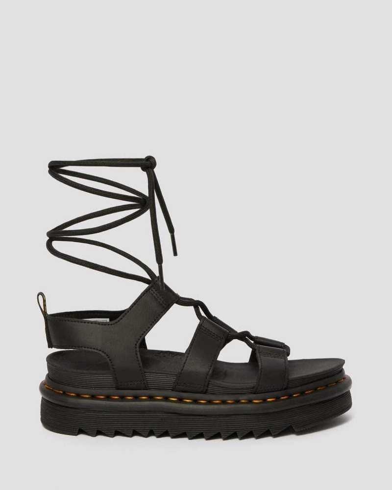 Dr Martens Nartilla Leather Gladiator Sandals Gladiator Sandals Black | 81607FJEU