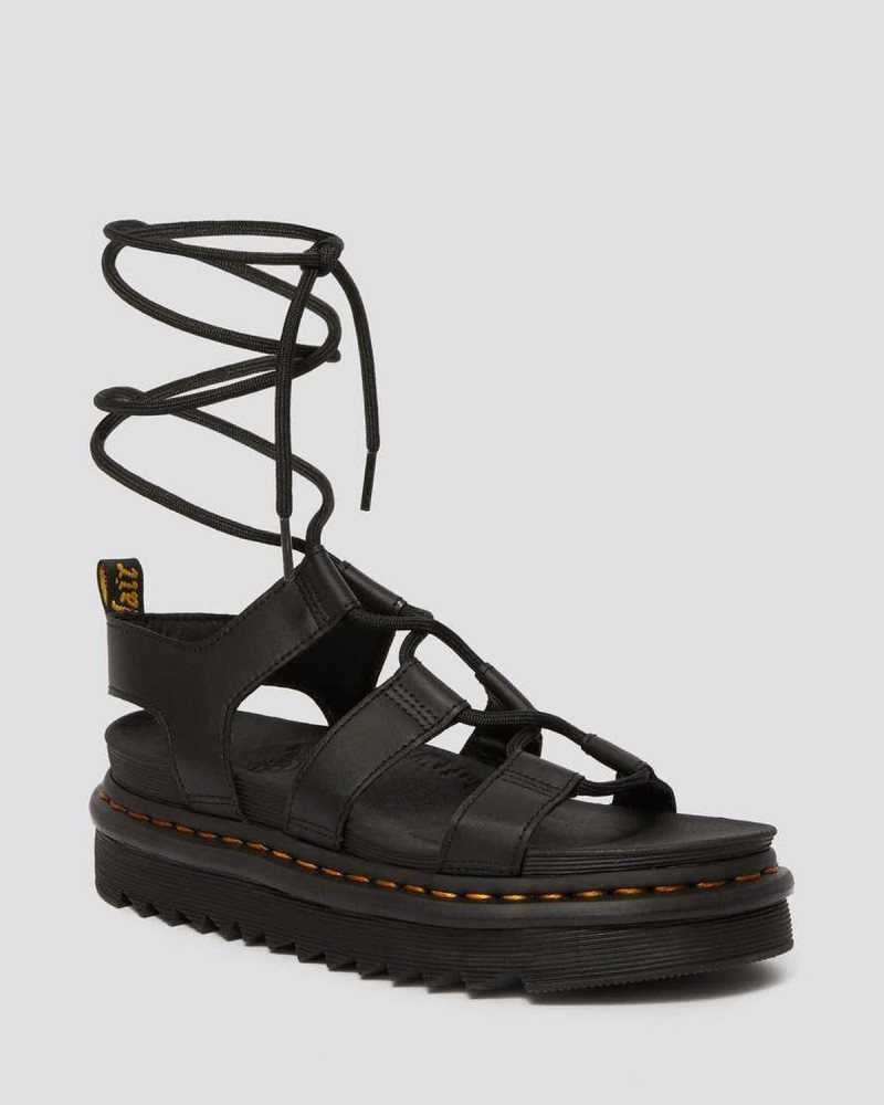 Dr Martens Nartilla Leather Gladiator Sandals Gladiator Sandals Black | 81607FJEU