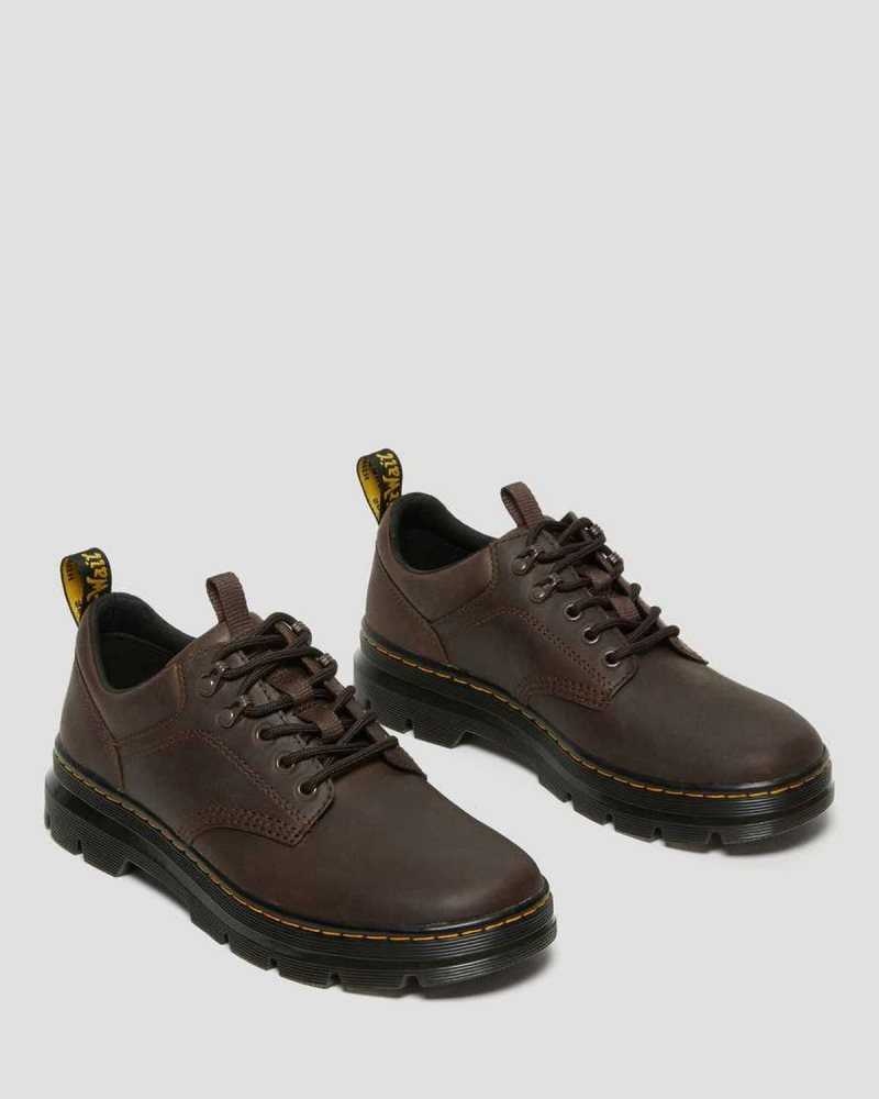 Dr Martens Reeder Crazy Horse Leather Utility Shoes Oxfords Shoes Dark Brown | 15742RLCZ