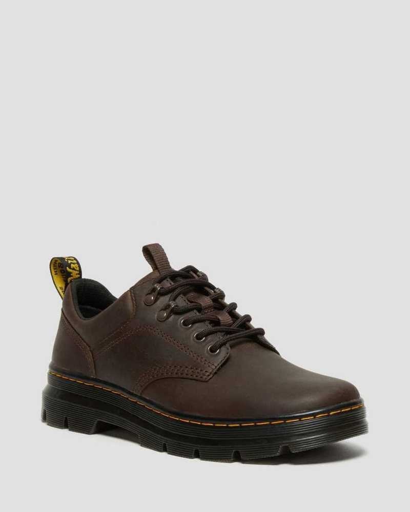 Dr Martens Reeder Crazy Horse Leather Utility Shoes Oxfords Shoes Dark Brown | 15742RLCZ