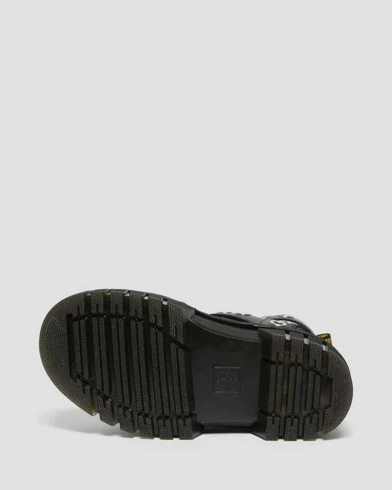 Dr Martens Ricki Hardware Nappa Lux Leather Platform Sandals Gladiator Sandals Black | 36295COYG