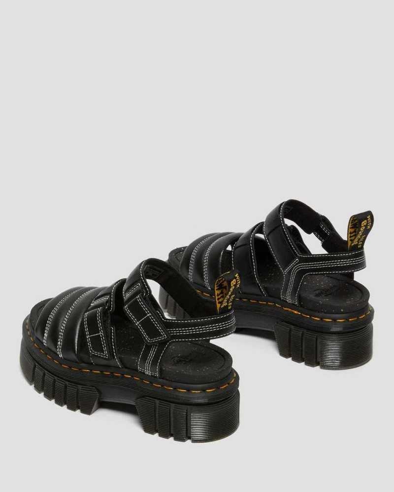 Dr Martens Ricki Nappa Lux Leather 3-Strap Sandals Platform Sandals Black | 29108DYJW