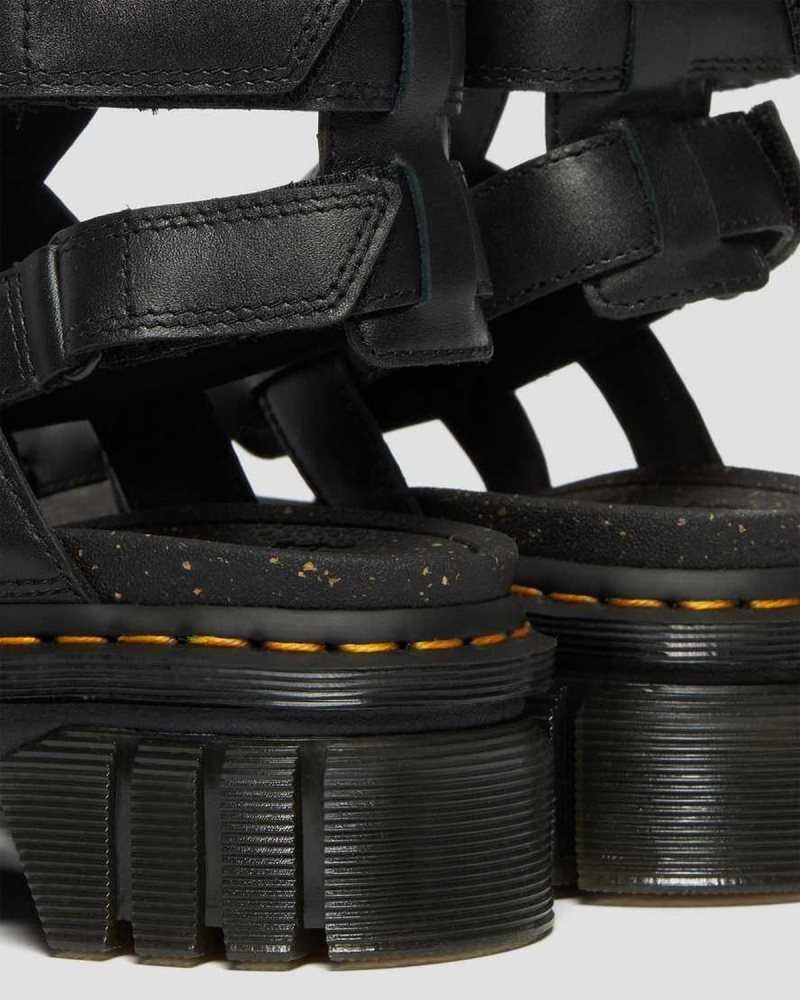 Dr Martens Ricki Nappa Lux Leather Platform Gladiator Sandals Platform Sandals Black | 12094RHTD