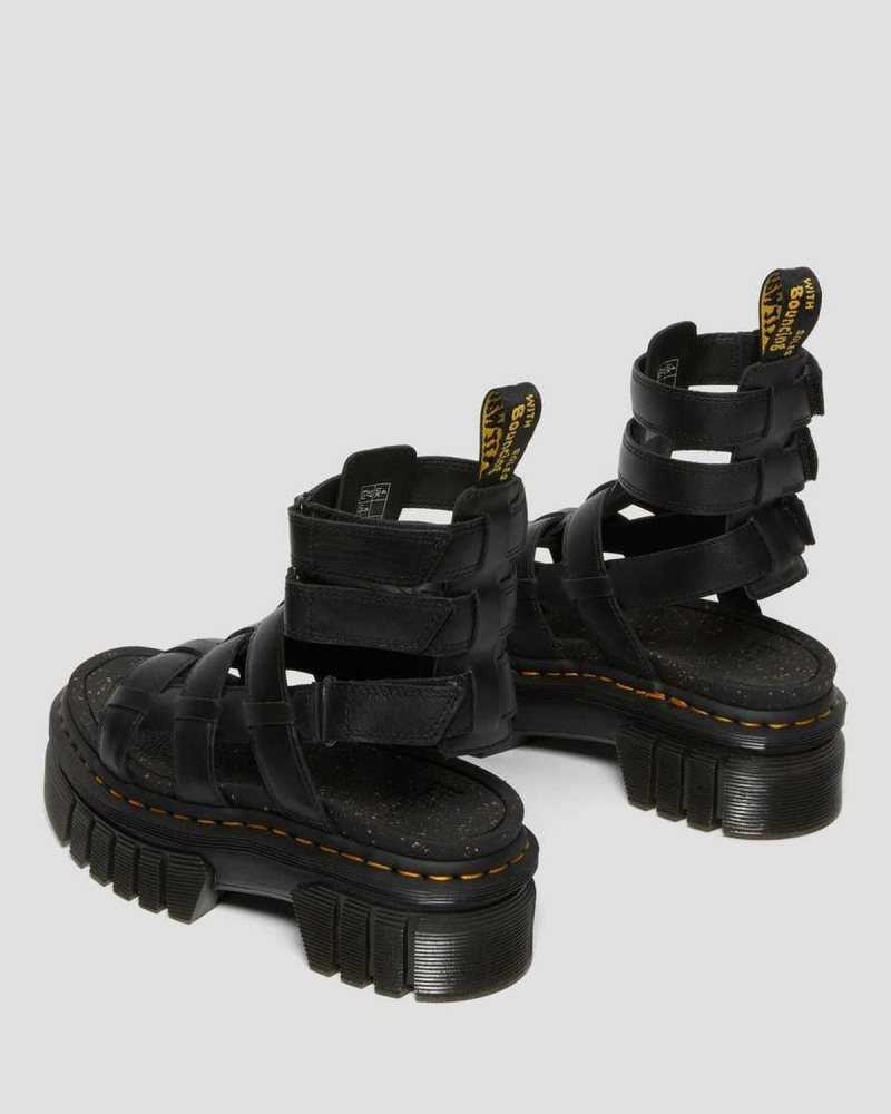 Dr Martens Ricki Nappa Lux Leather Platform Gladiator Sandals Platform Sandals Black | 12094RHTD