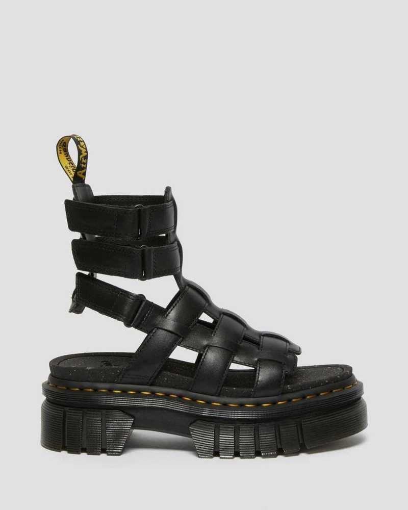 Dr Martens Ricki Nappa Lux Leather Platform Gladiator Sandals Platform Sandals Black | 12094RHTD