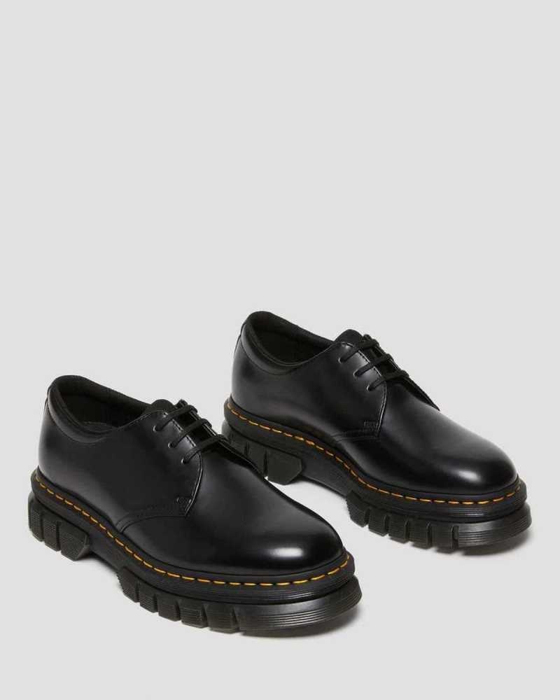 Dr Martens Rikard Polished Smooth Leather Platform Shoes Oxfords Shoes Black | 06798RDMV