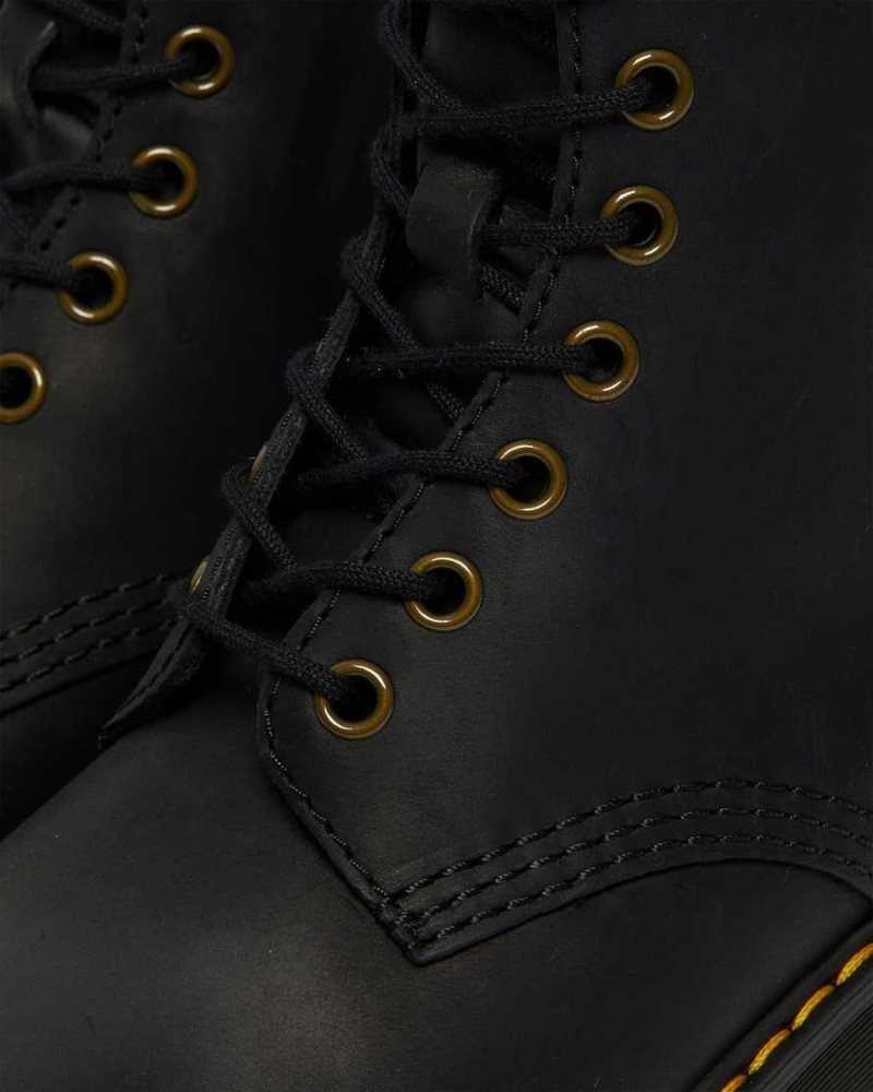 Dr Martens Shriver Hi Wyoming Leather Heeled Boots Heeled Boots Black | 48301TJPZ