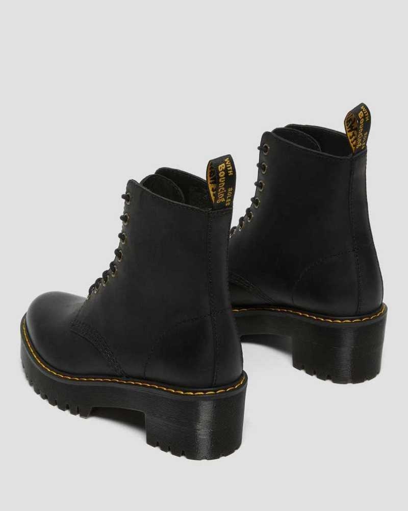 Dr Martens Shriver Hi Wyoming Leather Heeled Boots Heeled Boots Black | 48301TJPZ