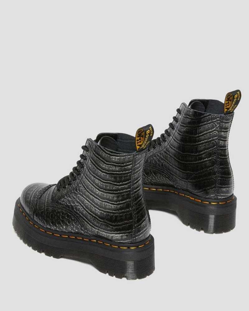 Dr Martens Sinclair Croc Emboss Leather Platform Boots Platform Boots Grey | 52841HTCI