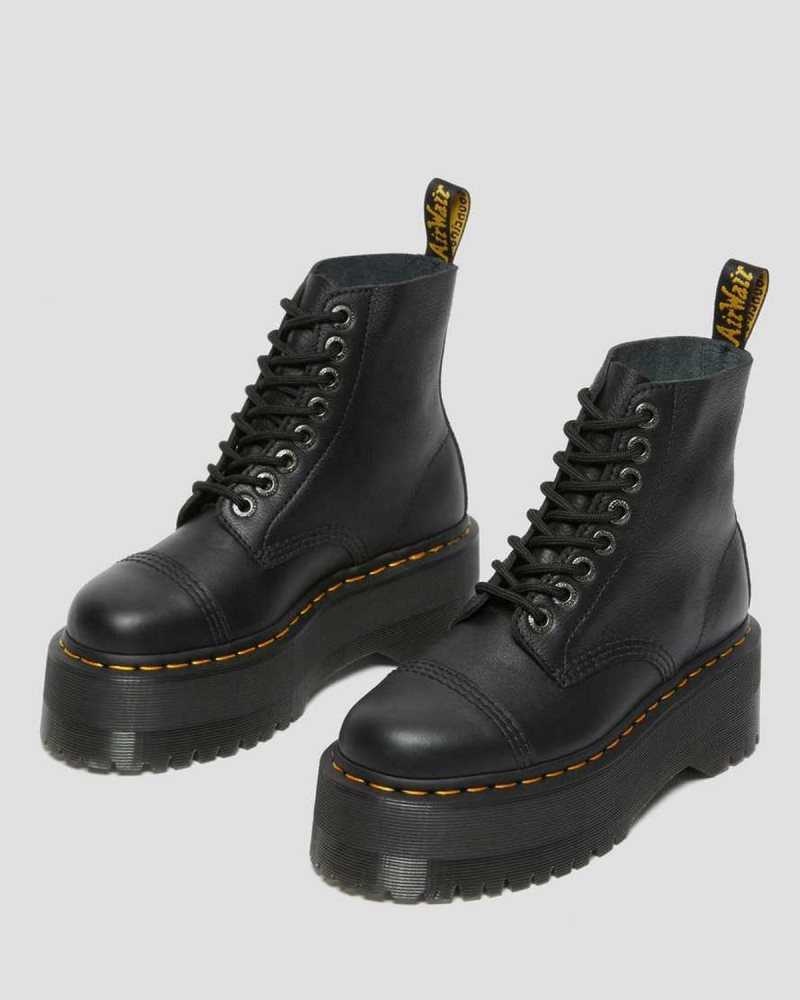 Dr Martens Sinclair Max Pisa Leather Platform Boots Ankle Boots Black | 73680QDRP