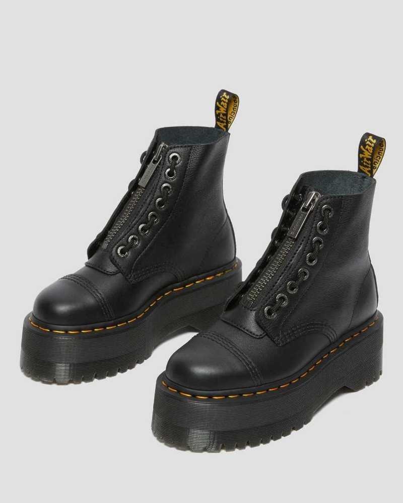 Dr Martens Sinclair Max Pisa Leather Platform Boots Ankle Boots Black | 73680QDRP