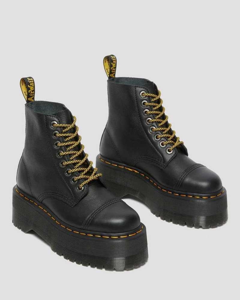 Dr Martens Sinclair Max Pisa Leather Platform Boots Ankle Boots Black | 73680QDRP