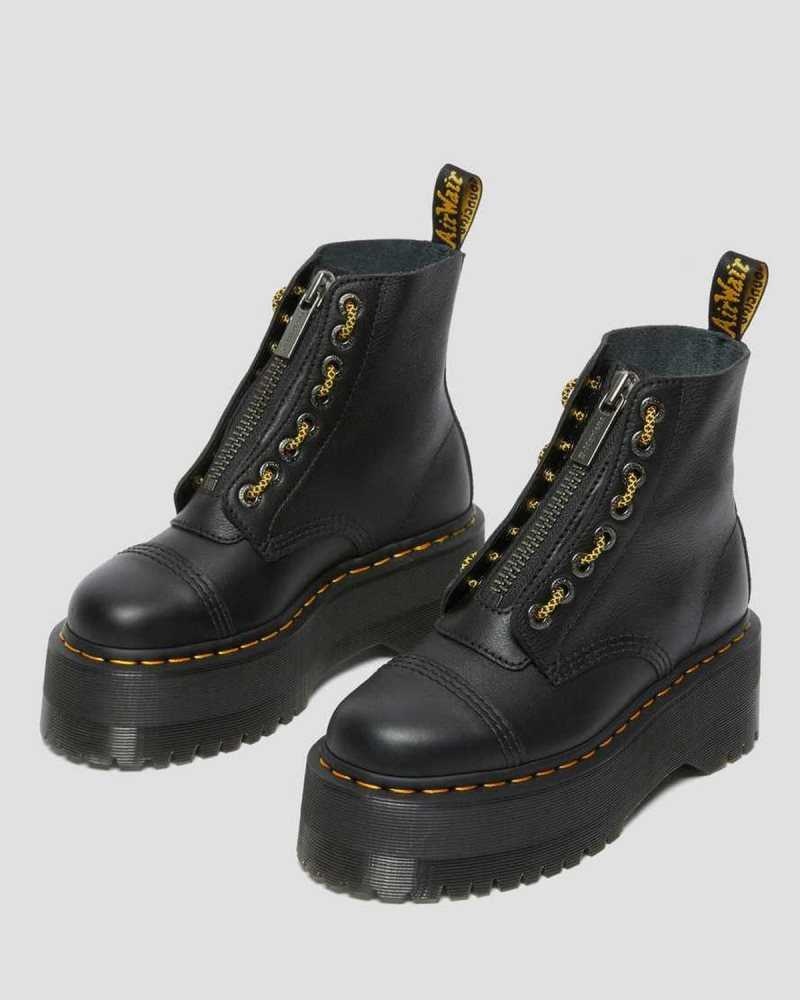 Dr Martens Sinclair Max Pisa Leather Platform Boots Ankle Boots Black | 73680QDRP