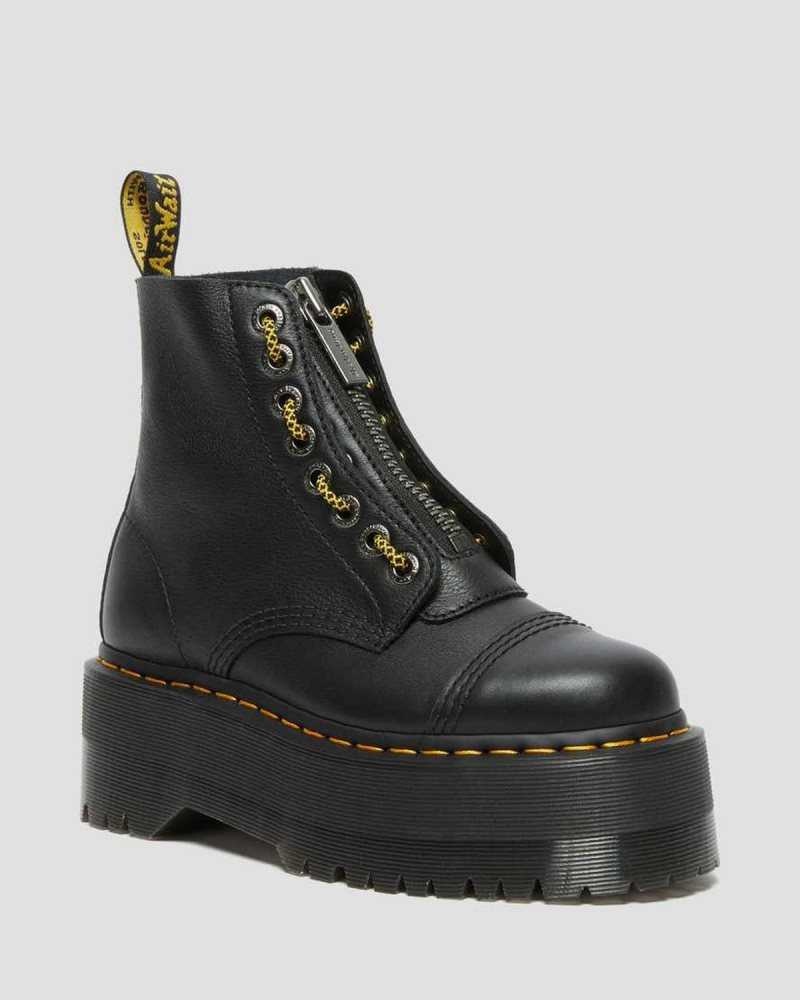 Dr Martens Sinclair Max Pisa Leather Platform Boots Ankle Boots Black | 73680QDRP