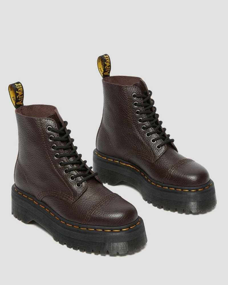 Dr Martens Sinclair Milled Nappa Leather Platform Boots Platform Boots Burgundy | 62574CQGI