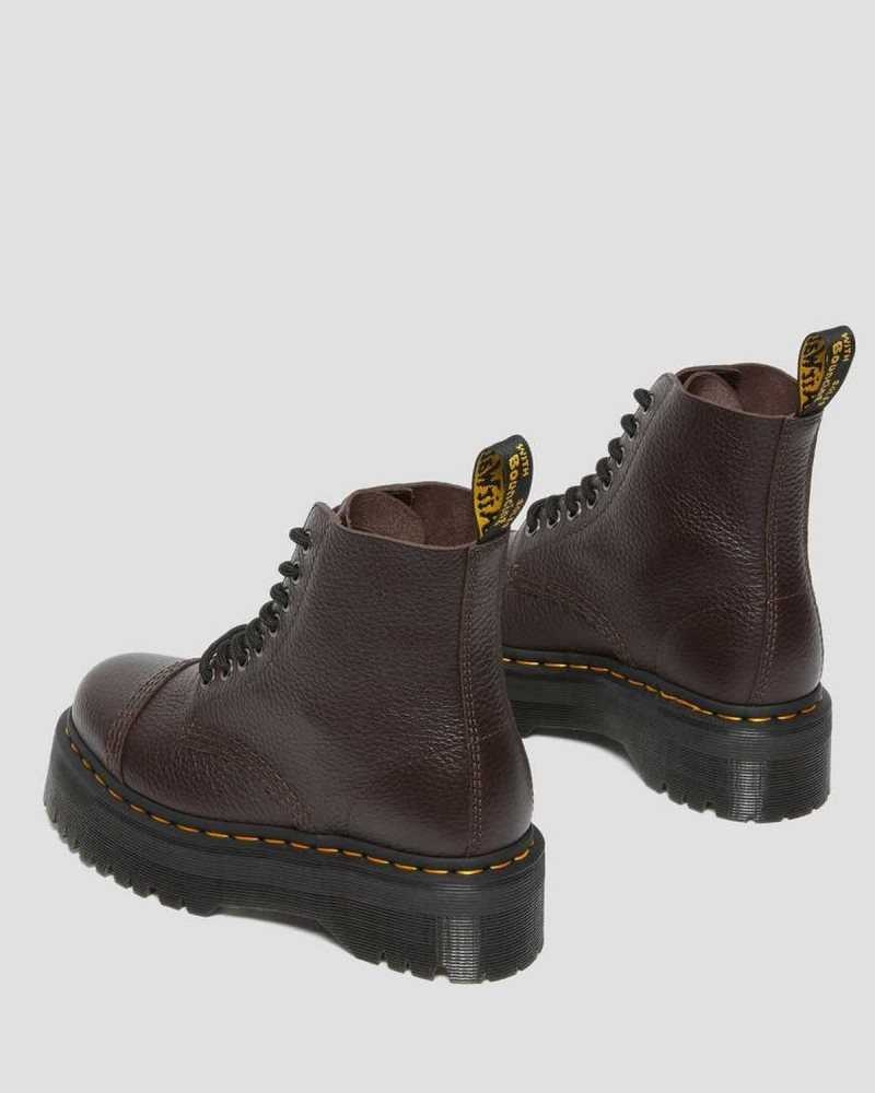 Dr Martens Sinclair Milled Nappa Leather Platform Boots Platform Boots Burgundy | 62574CQGI