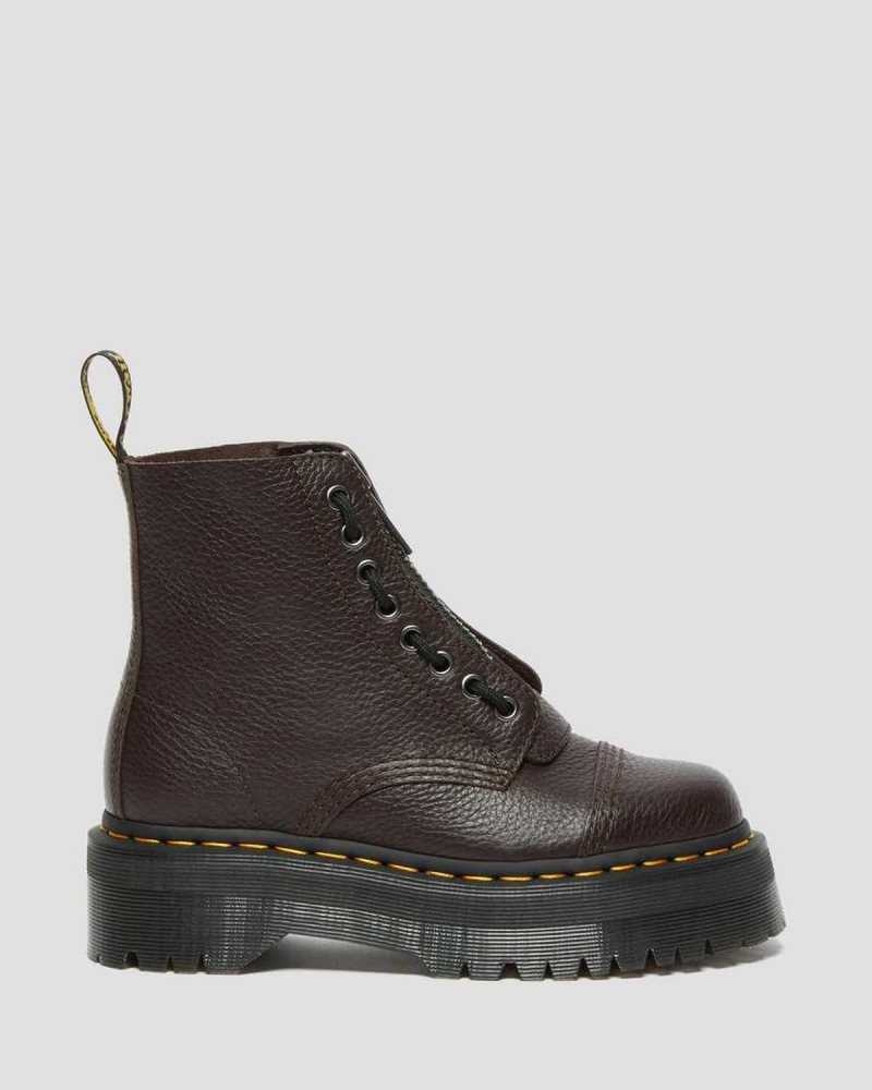 Dr Martens Sinclair Milled Nappa Leather Platform Boots Platform Boots Burgundy | 62574CQGI