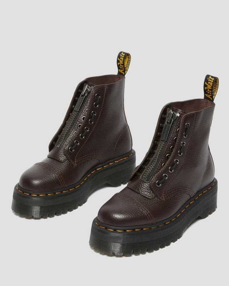 Dr Martens Sinclair Milled Nappa Leather Platform Boots Platform Boots Burgundy | 62574CQGI