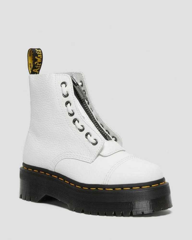 Dr Martens Sinclair Milled Nappa Leather Platform Boots Platform Boots White | 94316MCYK