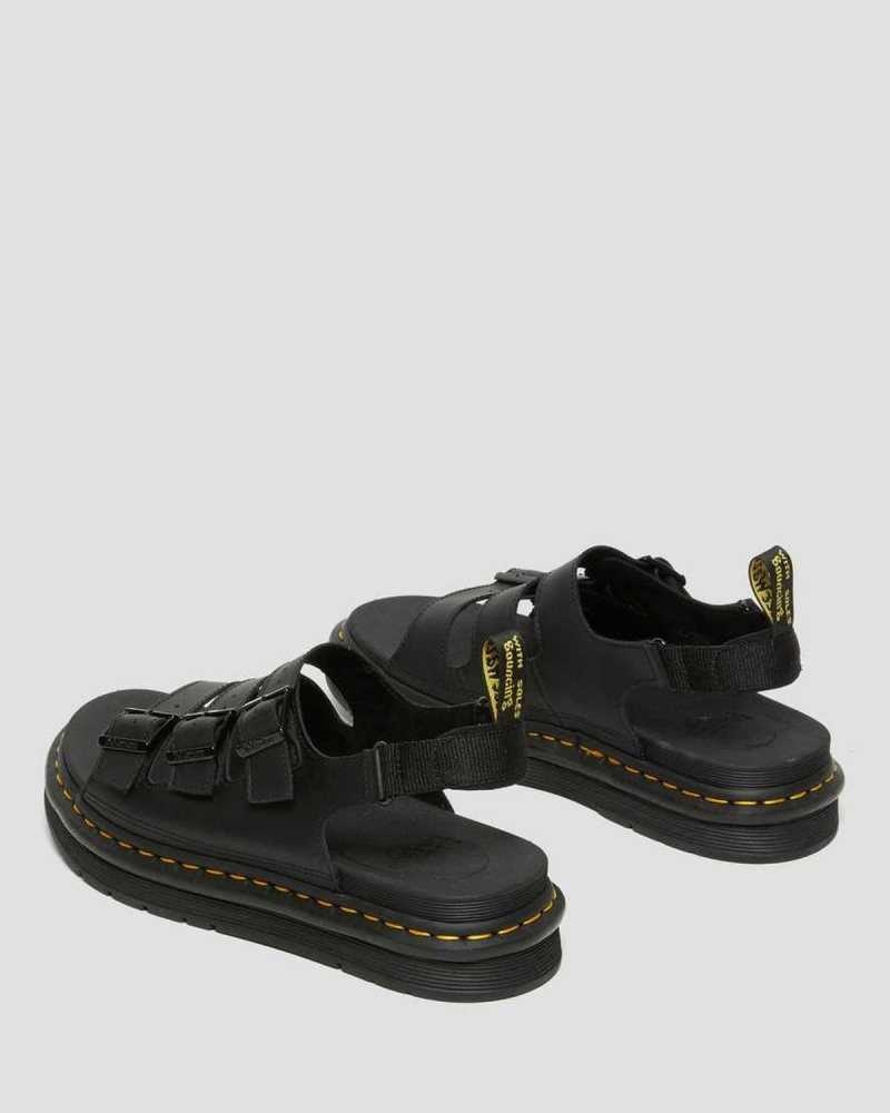 Dr Martens Soloman Leather Strap Sandals Strap Sandals Black | 12975YWQM