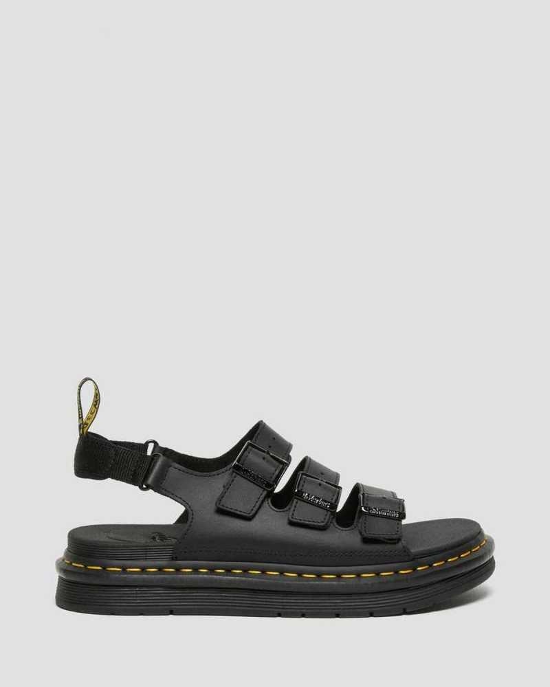 Dr Martens Soloman Leather Strap Sandals Strap Sandals Black | 12975YWQM