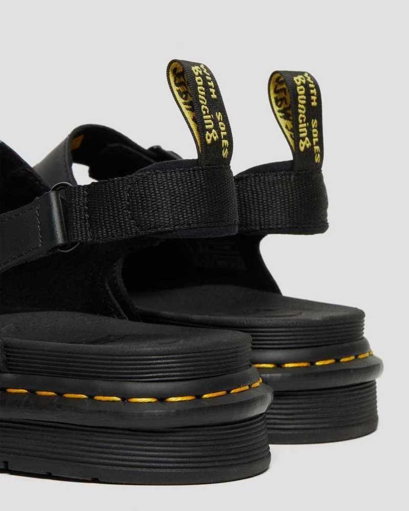 Dr Martens Soloman Leather Strap Sandals Strap Sandals Black | 12975YWQM