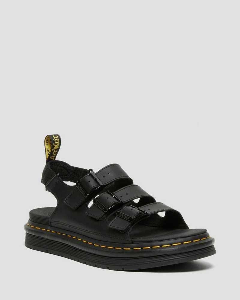 Dr Martens Soloman Leather Strap Sandals Strap Sandals Black | 12975YWQM