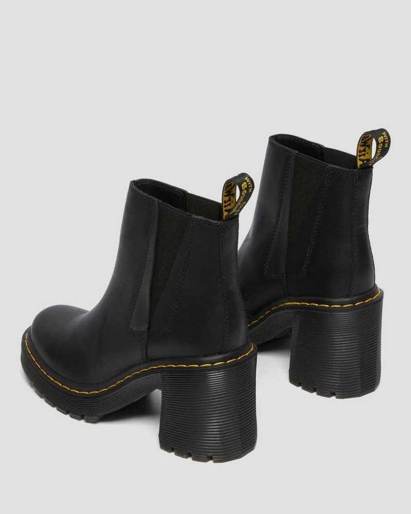 Dr Martens Spence Leather Flared Heel Chelsea Boots Chelsea Boots Black | 76429JNKL